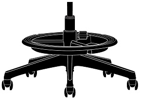 Turnlock footring package in black - includes black turnlock footring base with 8" black cylinder and universal casters (SC) - B27TL